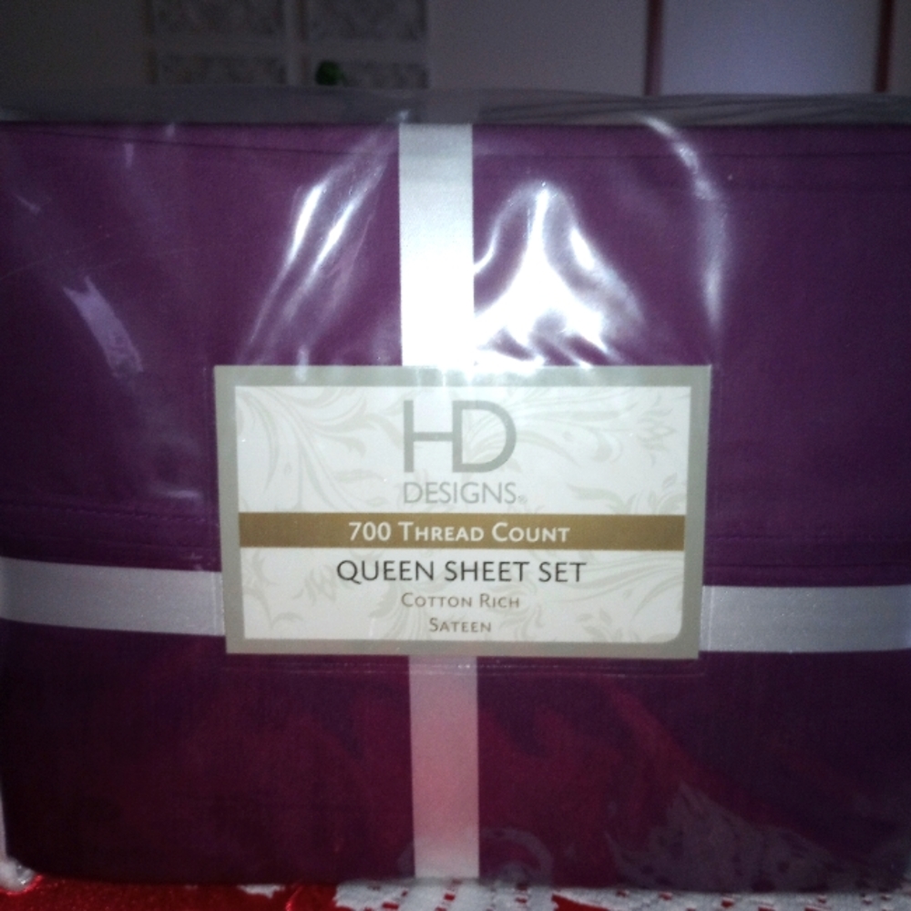 HD Designs 700 Thread Count Queen Sheet Set Cotton Rich Sateen